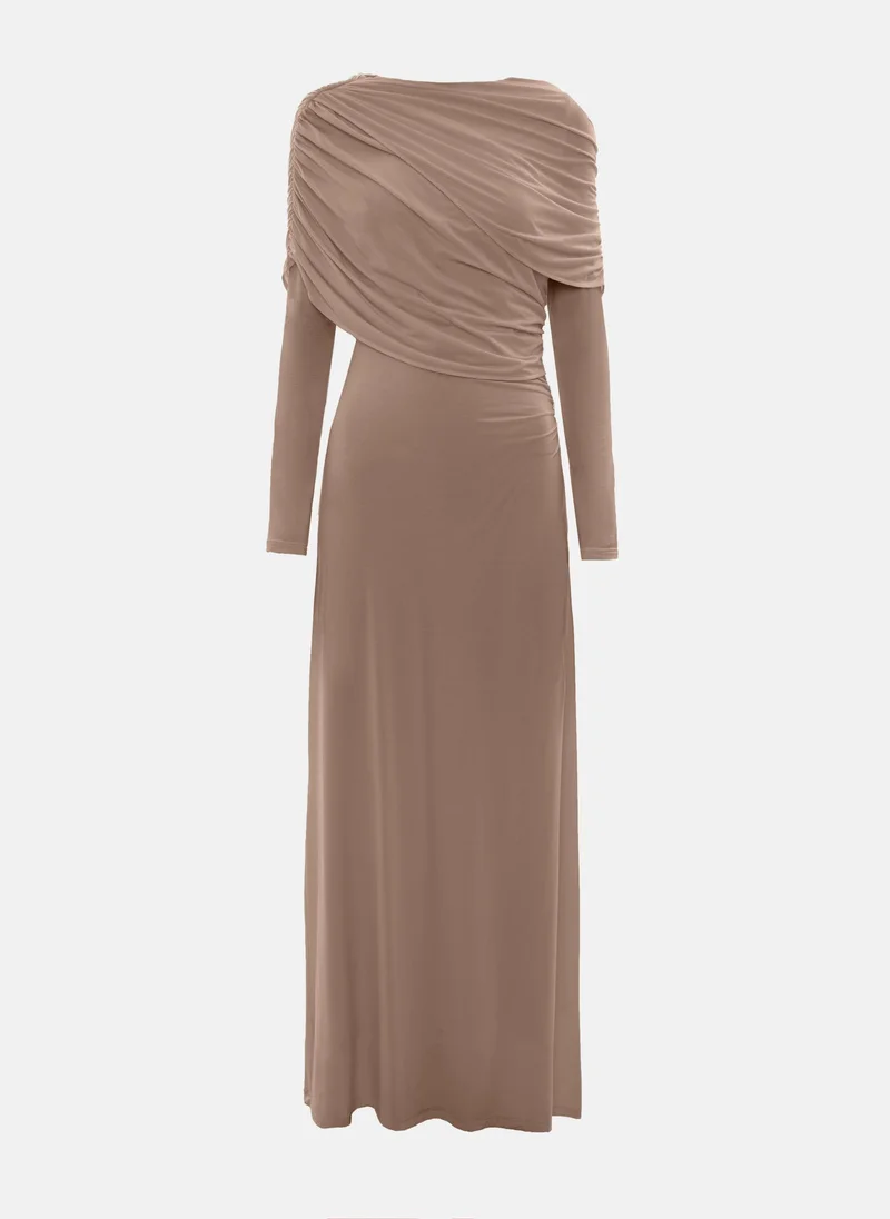 Lichi Knitted maxi dress with pleats and draped bodice